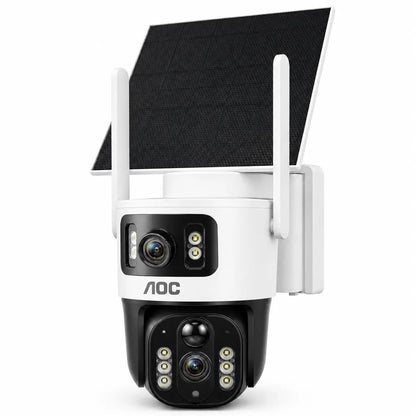 AOC 4G LTE Solar-Powered Outdoor Security Camera - Advanced Dual-Lens System, AI Tracking, Color Night Vision & 2-Way Audio for Ultimate Protection