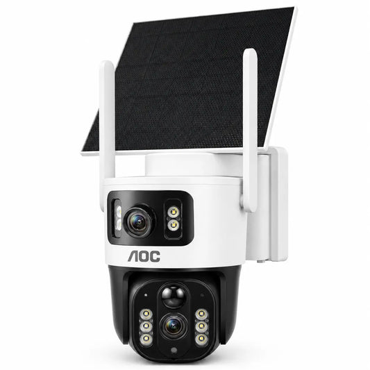 AOC 4G LTE Solar-Powered Outdoor Security Camera - Advanced Dual-Lens System, AI Tracking, Color Night Vision & 2-Way Audio for Ultimate Protection
