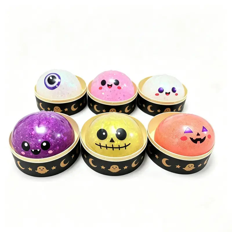Adorable Halloween Ghost Maruko Squishy Squeeze Toy Set - Mini Stress Relief Fidget for Kids, Perfect Party Treats & Whimsical Gifts