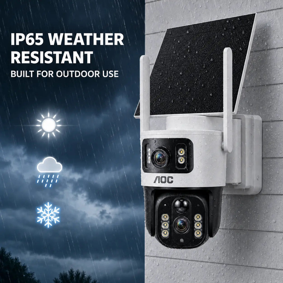 AOC 4G LTE Solar-Powered Outdoor Security Camera - Advanced Dual-Lens System, AI Tracking, Color Night Vision & 2-Way Audio for Ultimate Protection