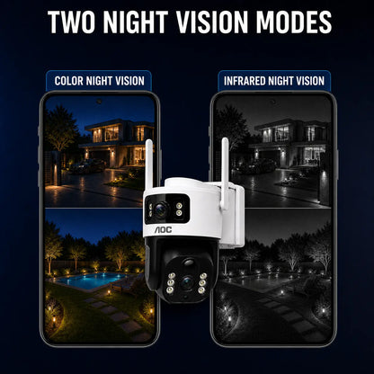 AOC 4G LTE Solar-Powered Outdoor Security Camera - Advanced Dual-Lens System, AI Tracking, Color Night Vision & 2-Way Audio for Ultimate Protection